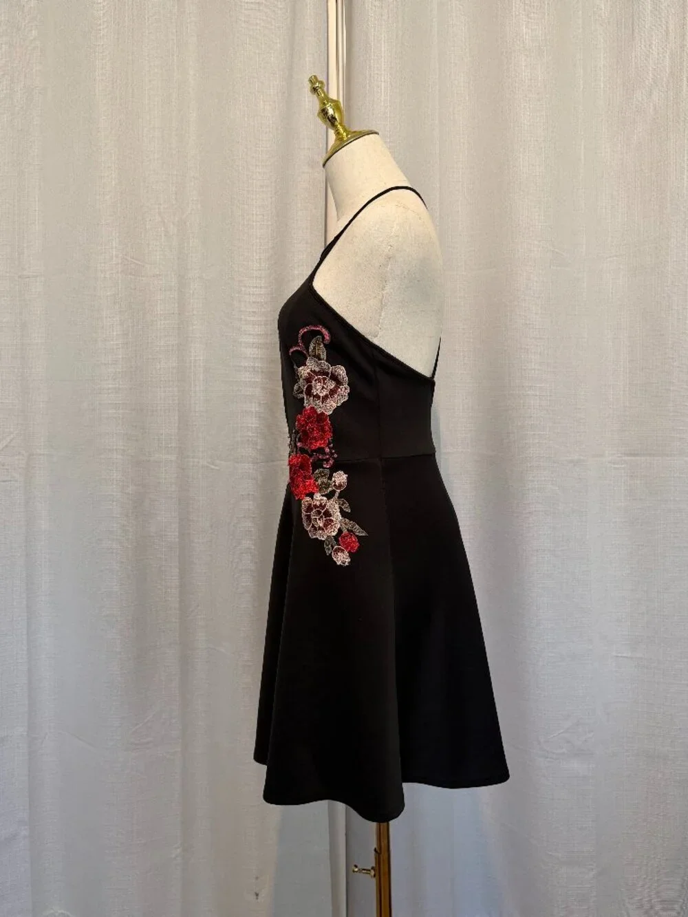 Charlotte Russe Y2K Floral Applique Mini Dress Black Small - Picture 6 of 8